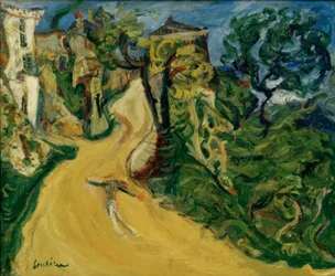 Ch. Soutine, Figura azul (Calle en pendiente en Cagnes)
